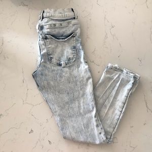 Express high rise acid wash skinny jeans